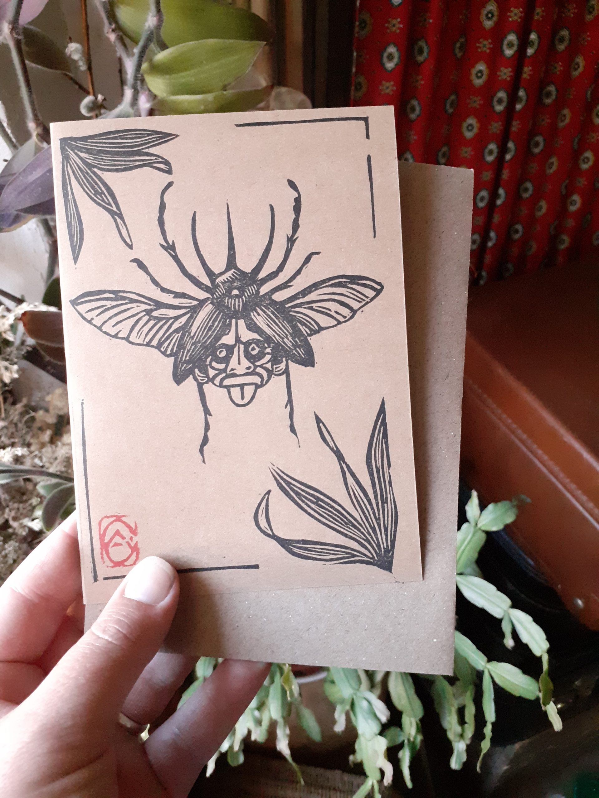 Carte masque-insecte + enveloppe